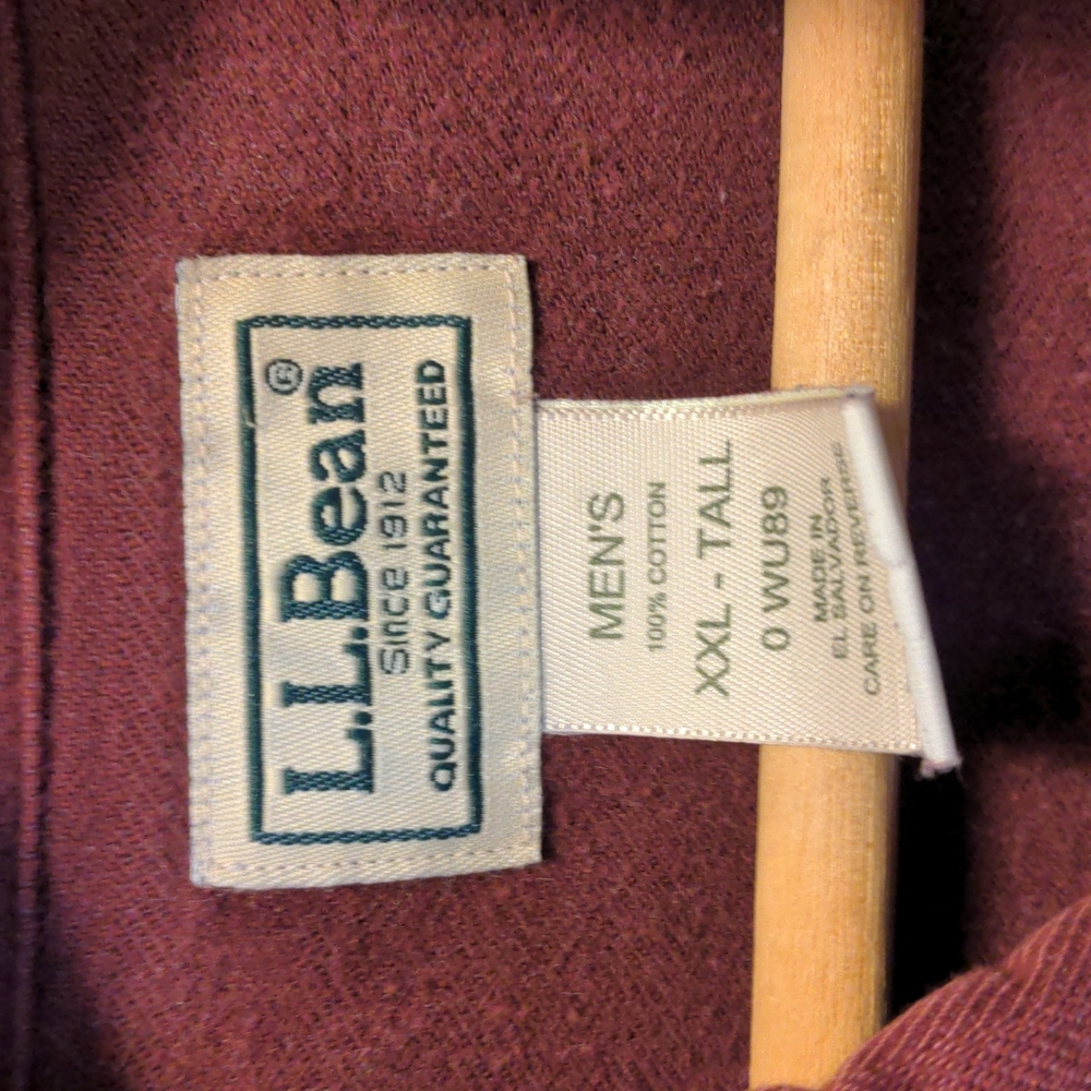 LLBean Men's Size XXL Tall Burgundy Red Button Down Long Sleeve Shirt Shacket - Picture 4 of 10
